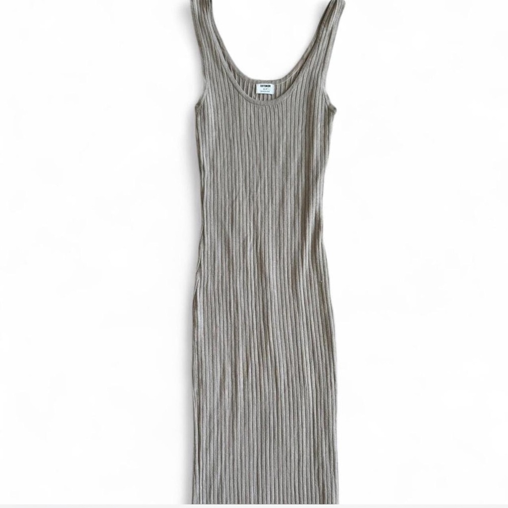COTTON ON Ribbed Tank Long Dress in Taupe